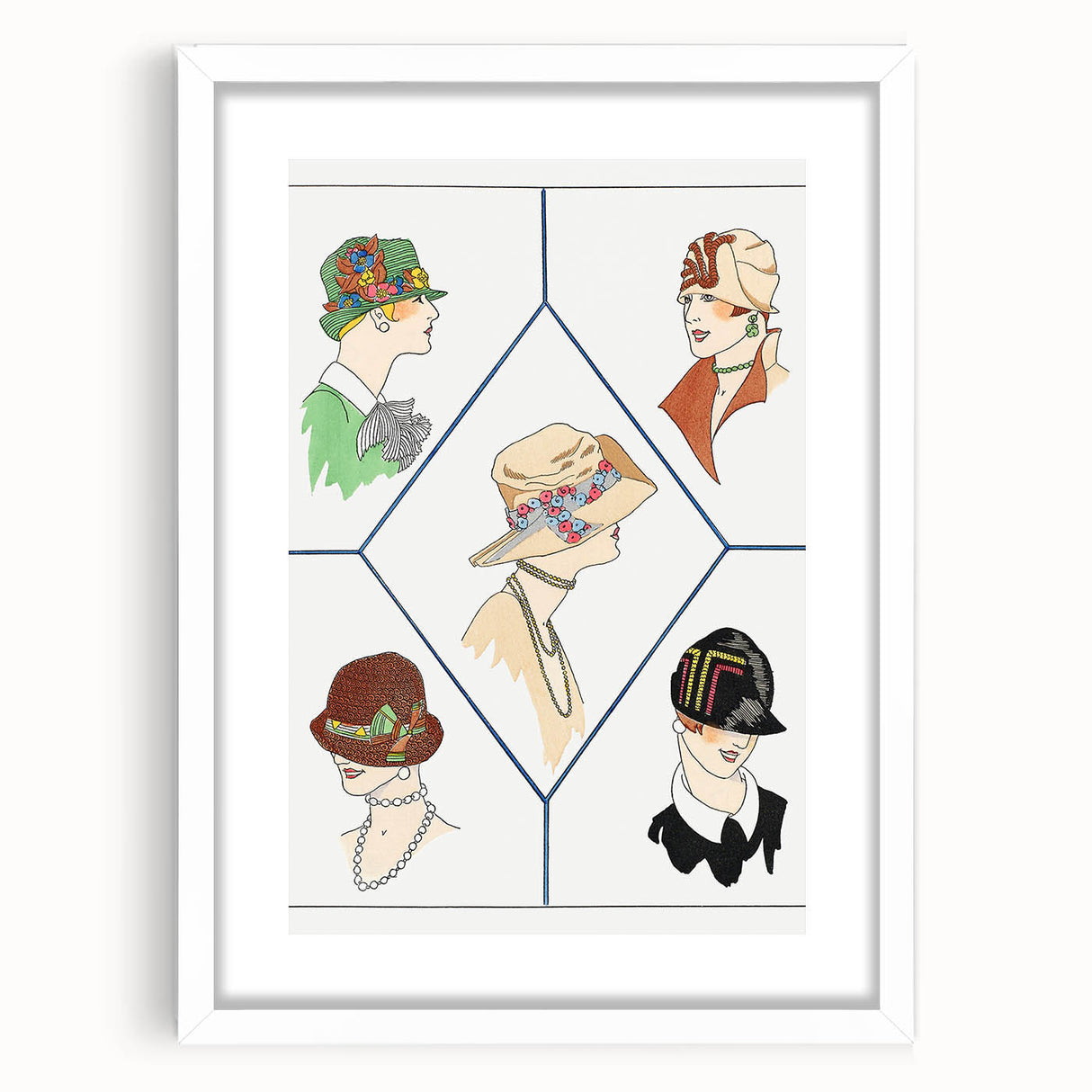Fashionable Art Deco Wall Art – 1920s Vintage Hat Style Print