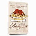Acrylic print of various food dishes in a vivid, realistic style, ideal for dining room decor.