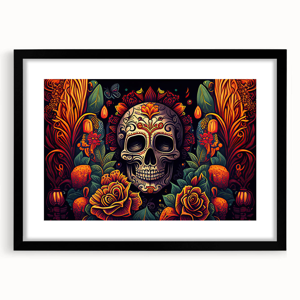 Floral Sugar Skull Tribute – Día de los Muertos Canvas Art