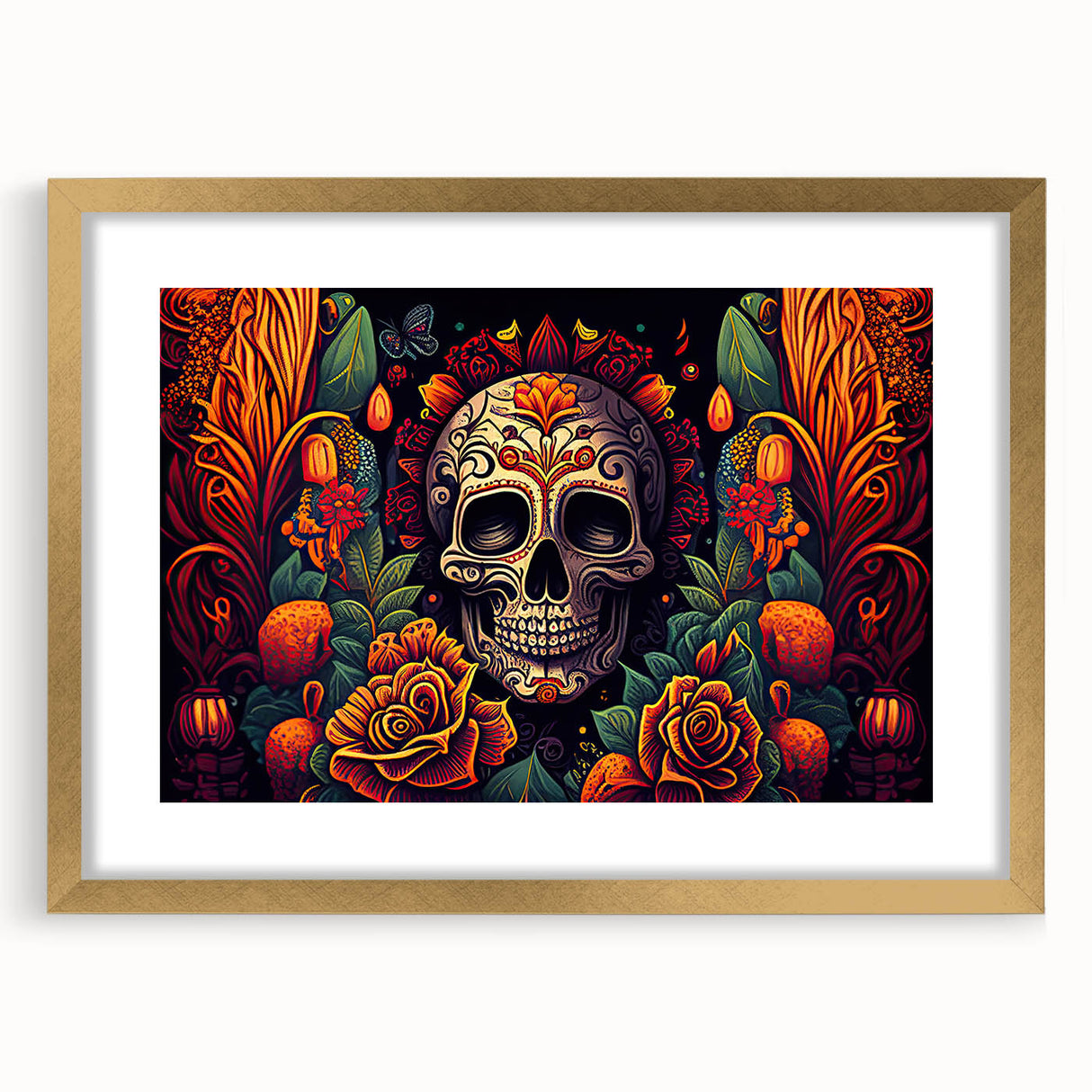 Floral Sugar Skull Tribute – Día de los Muertos Canvas Art