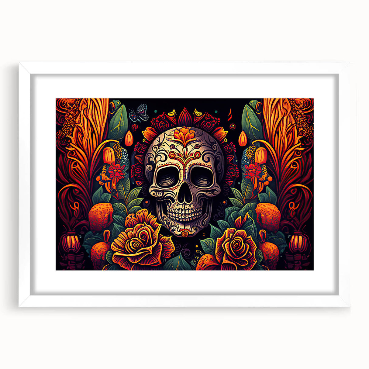 Floral Sugar Skull Tribute – Día de los Muertos Canvas Art