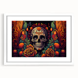 Floral Sugar Skull Tribute – Día de los Muertos Canvas Art