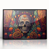 Floral Sugar Skull Tribute – Día de los Muertos Canvas Art