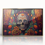 Floral Sugar Skull Tribute – Día de los Muertos Canvas Art
