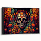 Floral Sugar Skull Tribute – Día de los Muertos Canvas Art