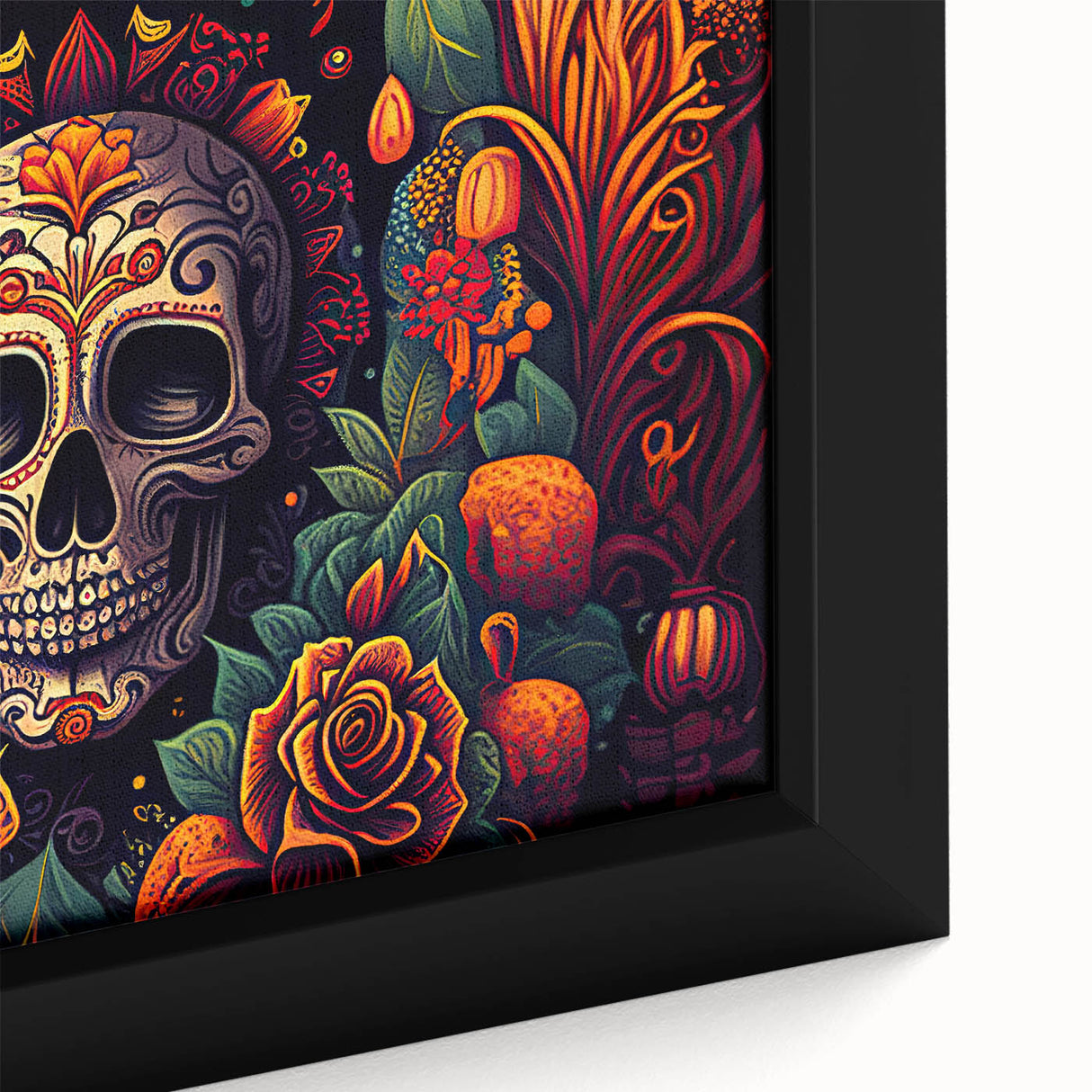 Floral Sugar Skull Tribute – Día de los Muertos Canvas Art