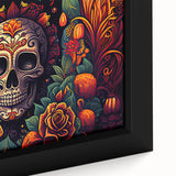 Floral Sugar Skull Tribute – Día de los Muertos Canvas Art