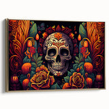 Floral Sugar Skull Tribute – Día de los Muertos Canvas Art