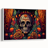 Floral Sugar Skull Tribute – Día de los Muertos Canvas Art