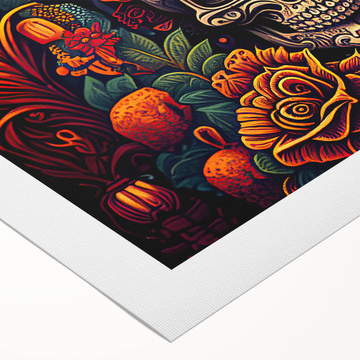 Floral Sugar Skull Tribute – Día de los Muertos Canvas Art