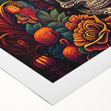 Floral Sugar Skull Tribute – Día de los Muertos Canvas Art