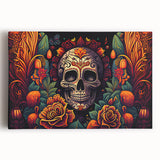 Floral Sugar Skull Tribute – Día de los Muertos Canvas Art