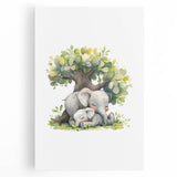 Sleeping Elephants Girls Room Wall Art – Nursery Animal Print