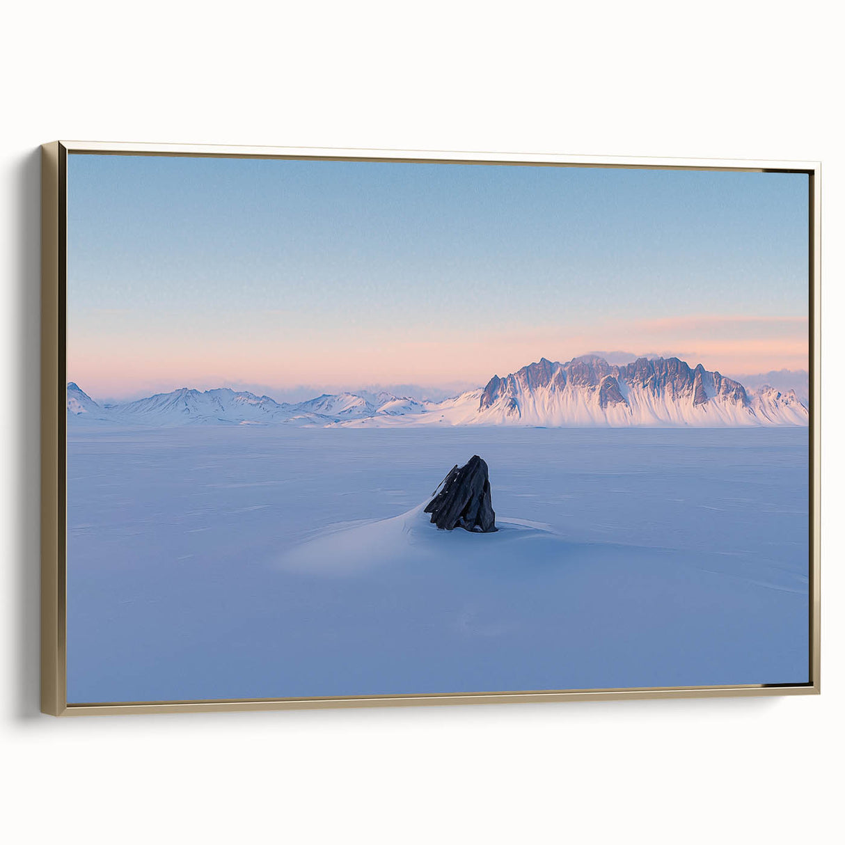 Framed canvas artwork showcasing vibrant desert dunes in golden hues, elegantly displayed in a stylish frame, perfect for enhancing modern home decor.