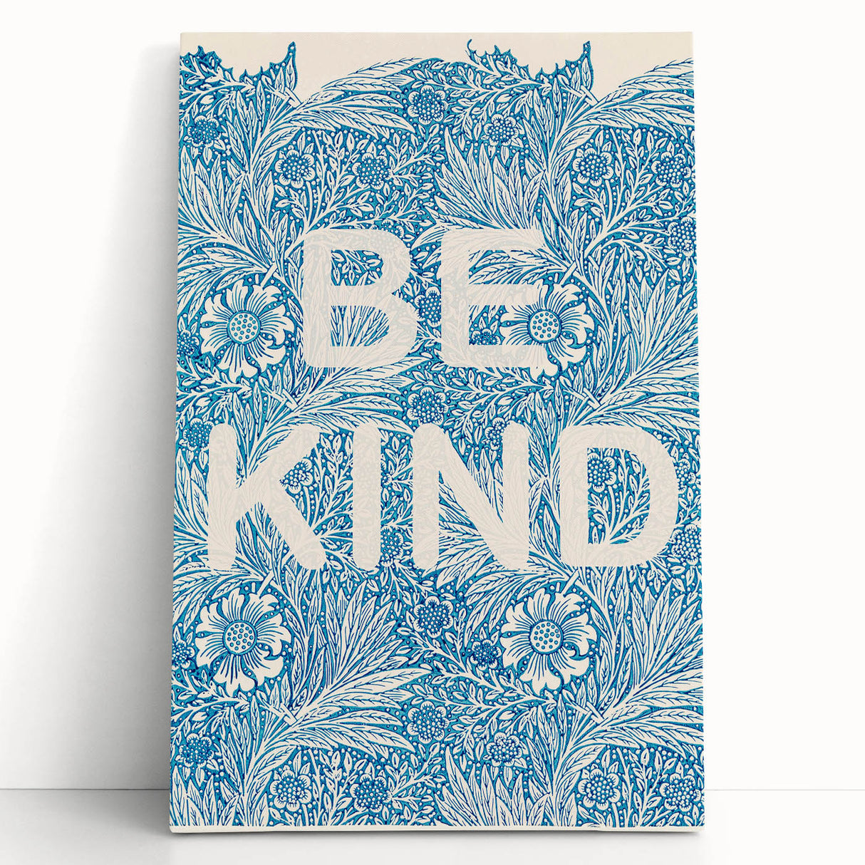 Be Kind Typography Art Print – Floral Blue Wall Decor
