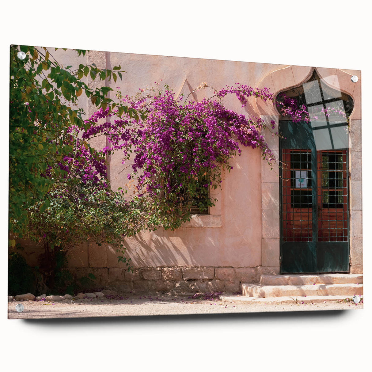 Acrylic print of an abstract Algerian landscape in earth tones, ideal for dining room decor.