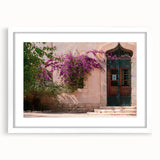 Extra large abstract art print depicting a textured scenery of Algeria, in muted earth tones, framed with a white mat.