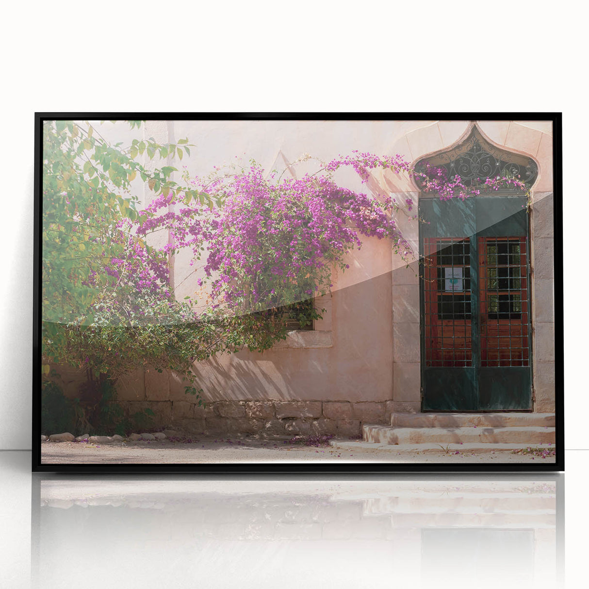 Large abstract wall art depicting Algerian scenery in muted earth tones on a framed acrylic.