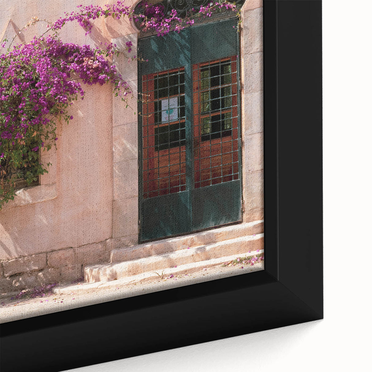 Extra large framed canvas of a textured African scenery in black with colorful accents, ideal for living room decor.