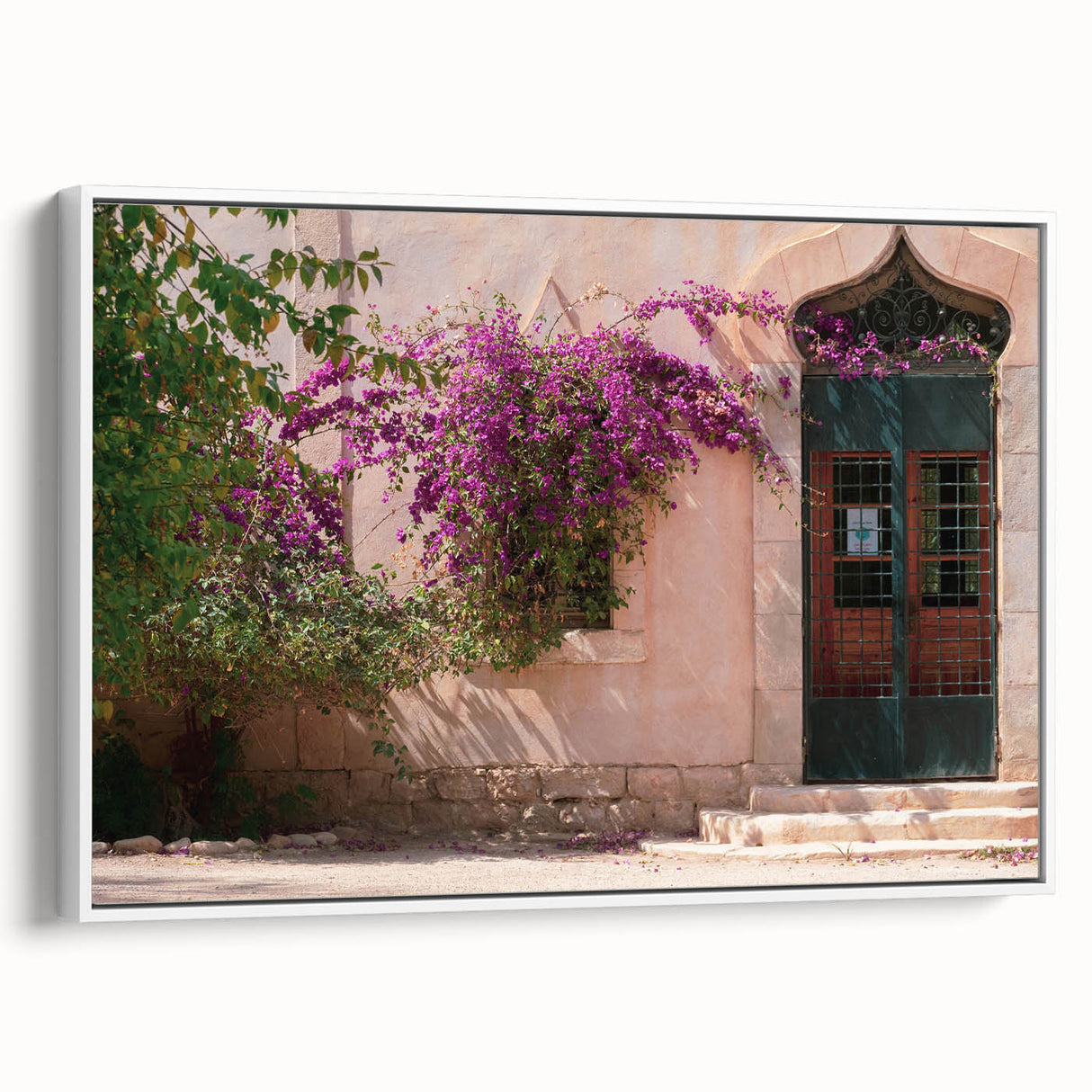 Framed canvas featuring a black and white vintage Algerian landscape, ideal for bedroom wall art.