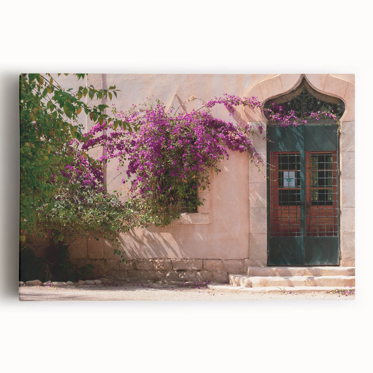 Black and white stretched canvas featuring a large Algerian landscape, ideal for kitchen wall art.