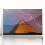 Large acrylic print of an Egyptian landscape, featuring mid-century modernist style with muted earth tones.