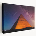 Large stretched canvas featuring a serene Egyptian landscape in earthy tones, suitable for kitchen wall art.
