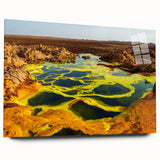 Large abstract art print depicting the Ethiopian landscape on acrylic glass, in earthy tones.