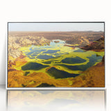 Framed acrylic print of an Ethiopian landscape in muted earth tones, ideal for modern art wall decor.