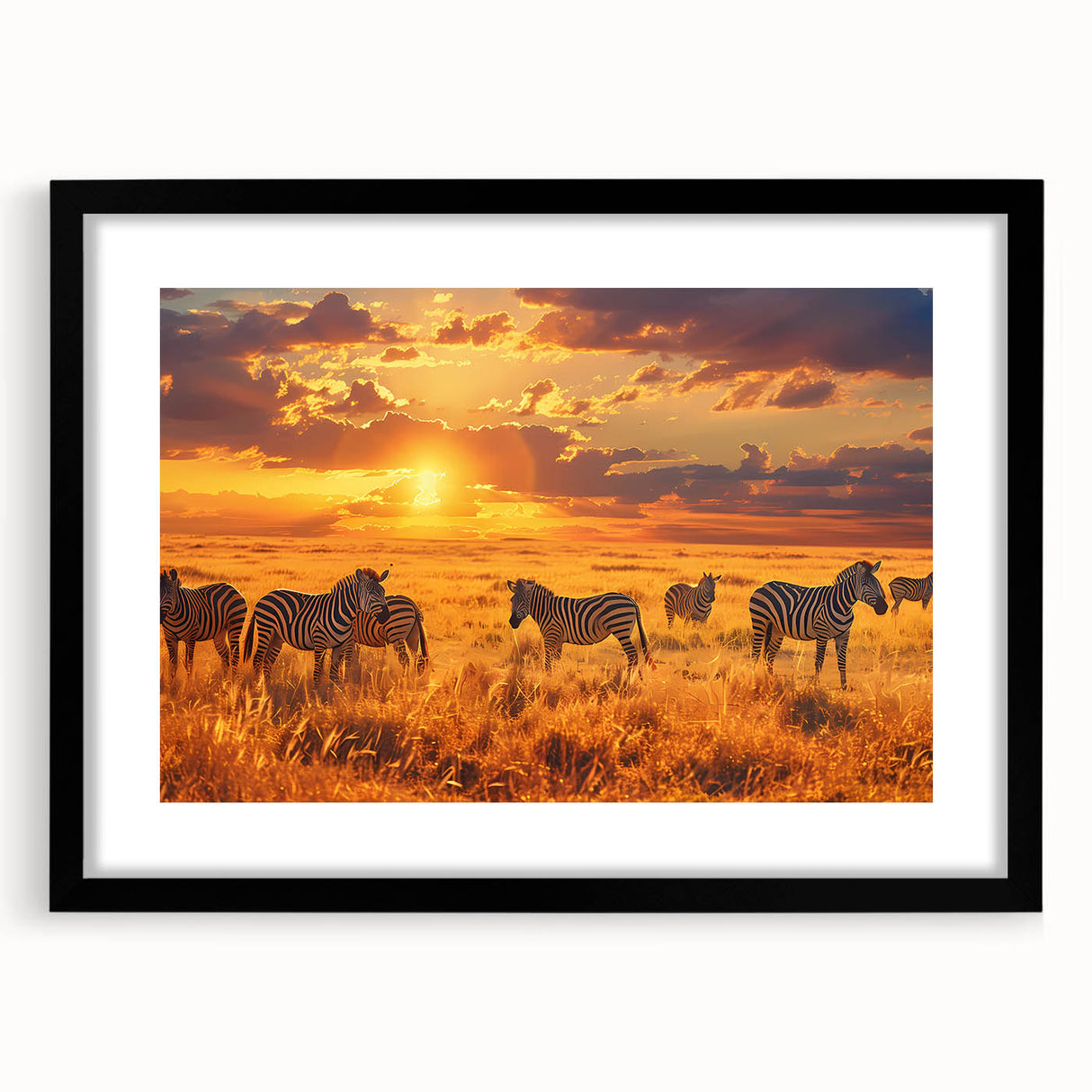 Extra large abstract art print depicting a vibrant, colorful African landscape on textured canvas.