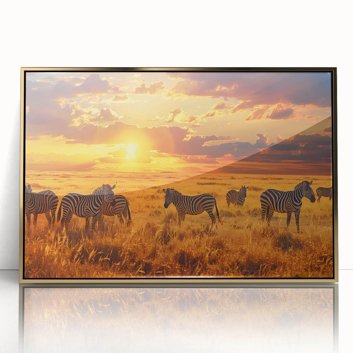 Mid-century modernist art depicting a serene Kenyan landscape on a framed acrylic, with earthy tones.