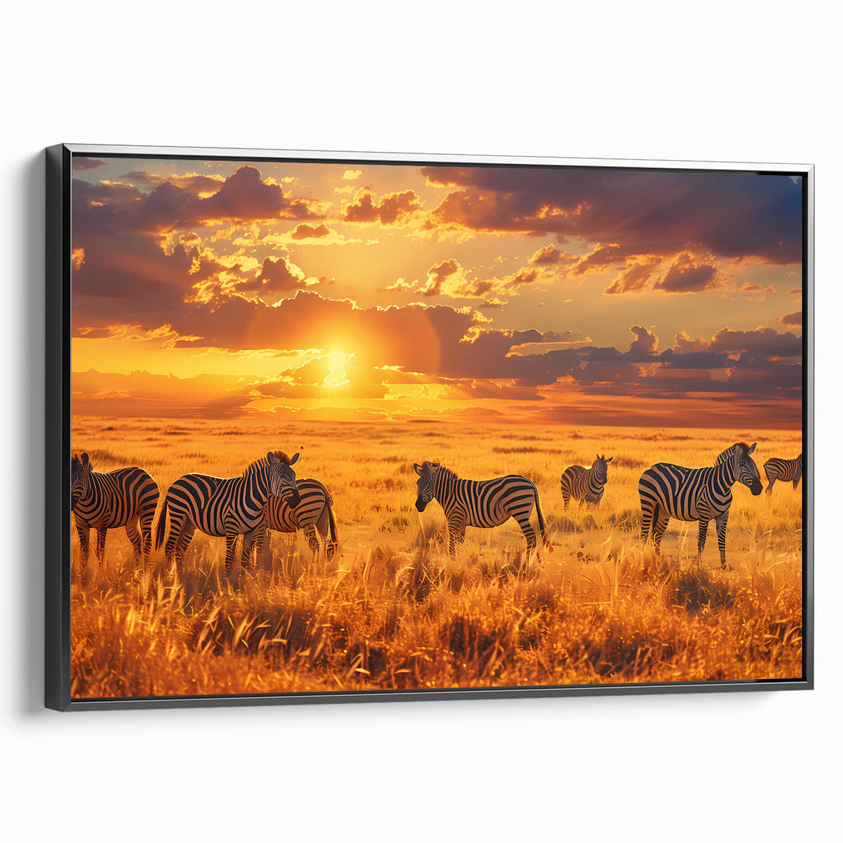 Black and white framed canvas of a Kenyan landscape, ideal for bedroom wall art.