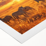 Art deco poster of a serene African landscape in earthy tones on rolled canvas, suitable for dining room decor.