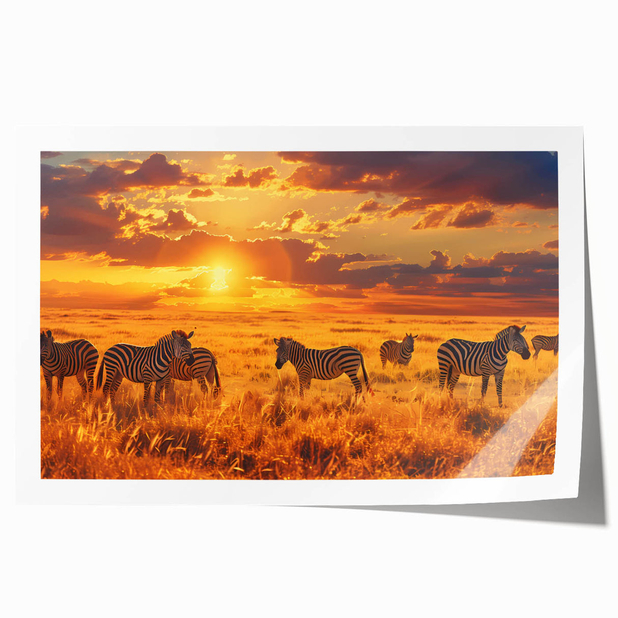 Rolled print of a Kenyan landscape featuring acacia trees in muted earth tones, ideal for art wall dining room.