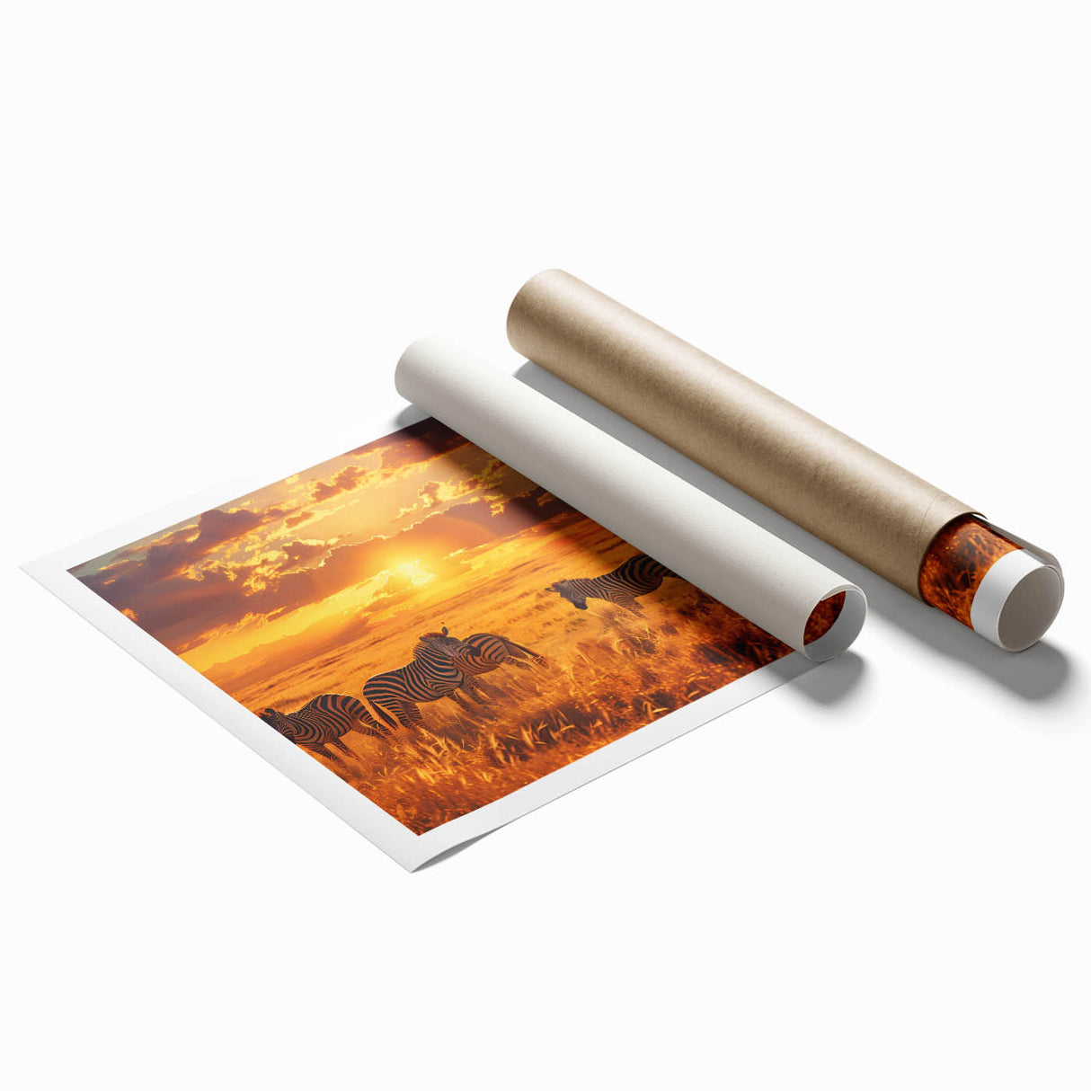 Extra large rolled canvas depicting a serene Kenyan landscape with vibrant green flora, ideal for classy bathroom wall art.