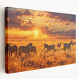 African savannah landscape on large stretched canvas, featuring warm sunset colors, ideal for kitchen wall art.