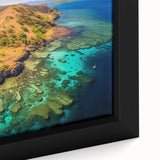 Extra large black wall art featuring a textured Madagascar landscape in vibrant colors, ideal for living room decor.