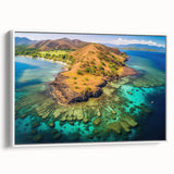 Framed canvas of a serene Madagascar landscape in muted earth tones, ideal for bedroom wall decor.
