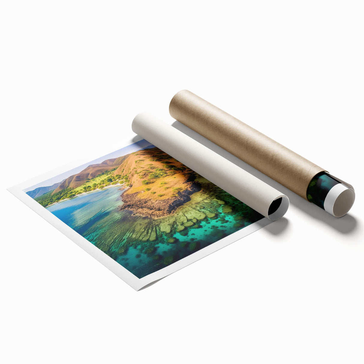 Extra large rolled print of Madagascar scenery with vibrant floral elements, ideal for classy bathroom wall art.