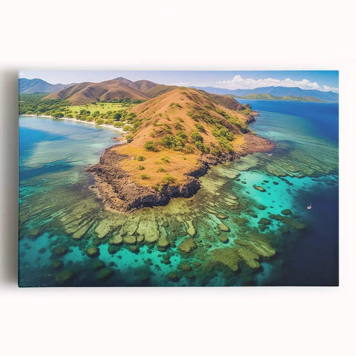 Black and white large art print of Madagascar scenery on stretched canvas, suitable for kitchen wall art.