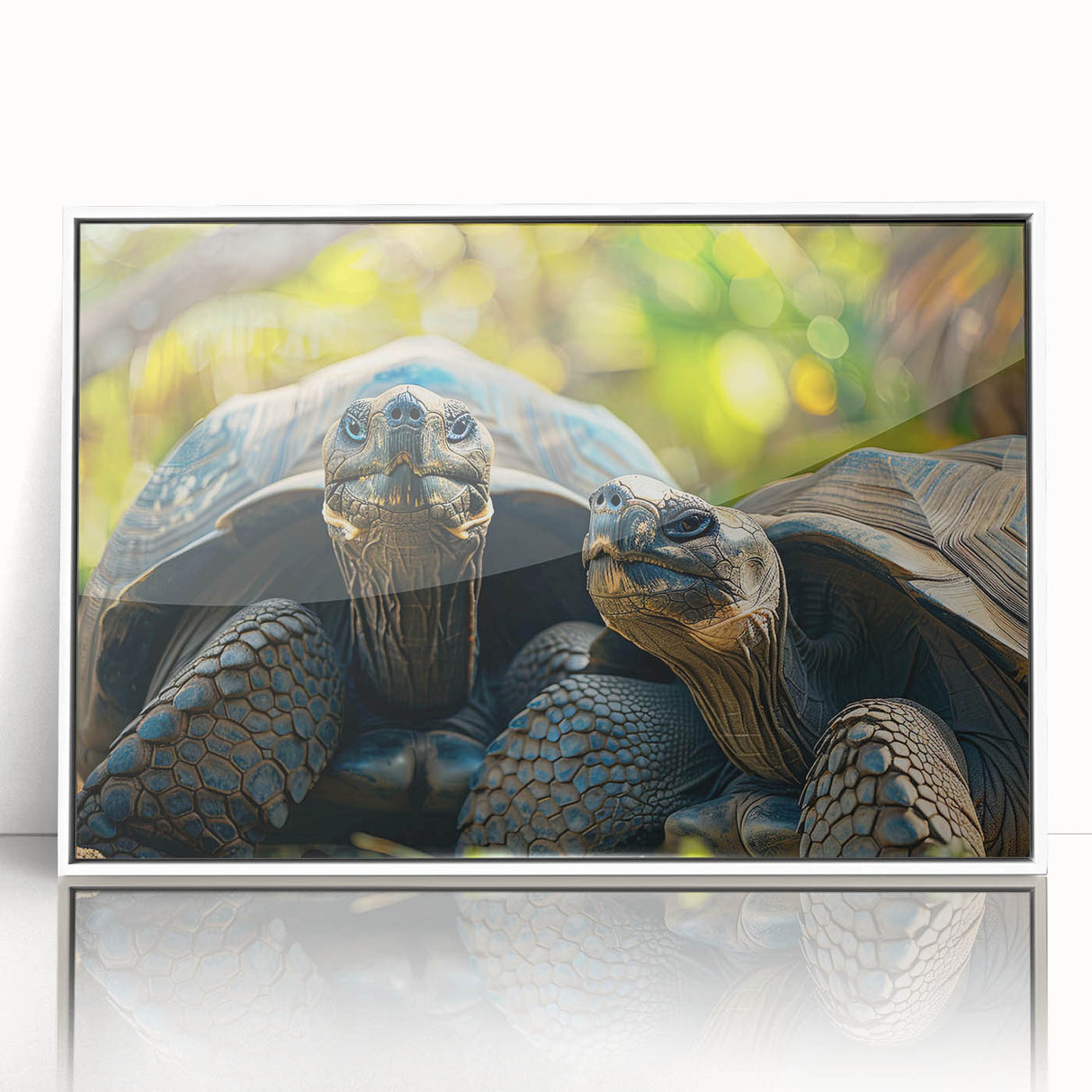 Framed acrylic print featuring a serene Seychelles landscape in soft pastel tones, suitable for modern art wall decor.