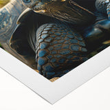 Art deco poster of Seychelles scenery in vibrant blue and green tones on rolled canvas, ideal for dining room wall art.