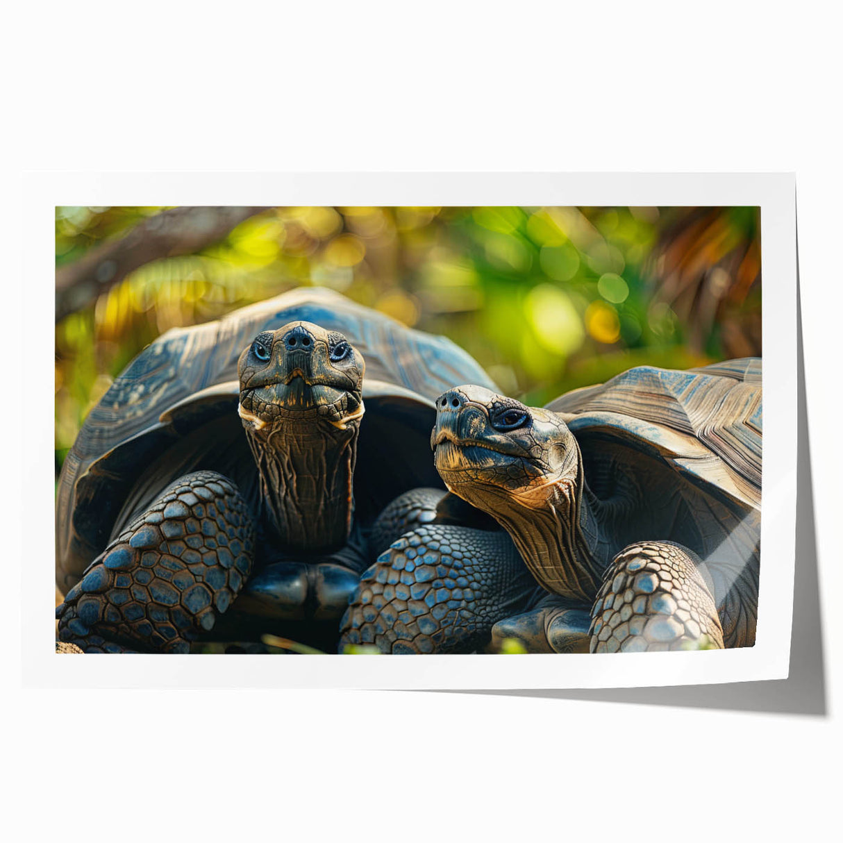 Extra large rolled print of Seychelles scenery with vivid blue and green hues, ideal for dining room wall art.
