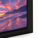 Extra large framed canvas featuring a textured depiction of an African scenery in vibrant colors.