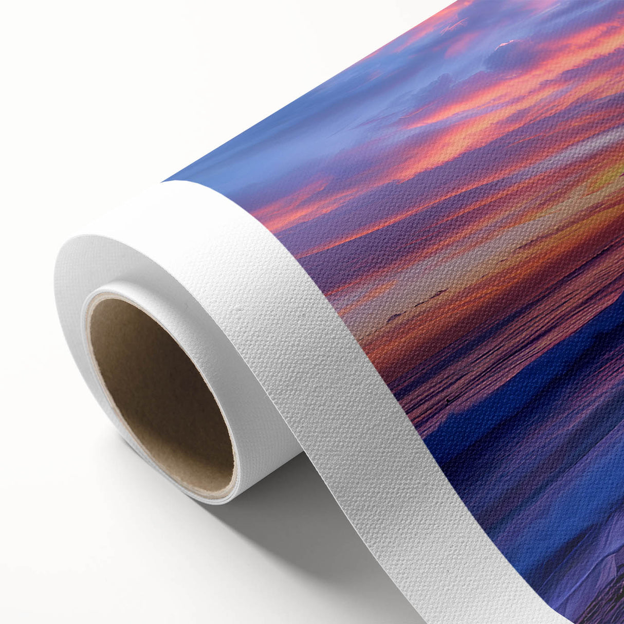 Art deco poster featuring a stylized South African landscape in muted earth tones on rolled canvas.