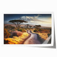 Rolled print of Tanzanian scenery with vibrant green and earth tones, ideal for dining room wall art.