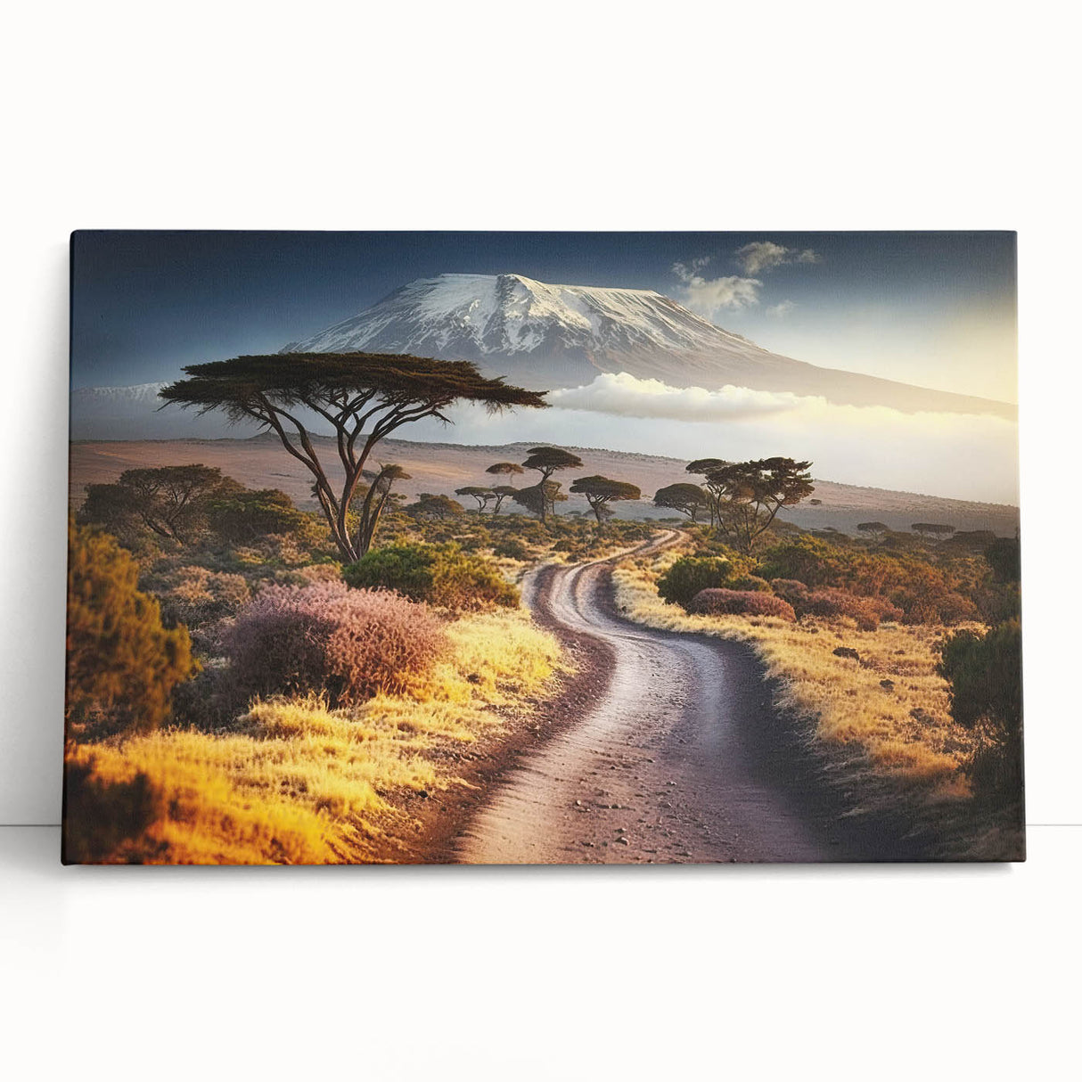 Large black and white canvas print of African scenery, ideal for kitchen wall art or bedroom decor.
