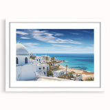 Abstract art print featuring a textured Tunisian landscape in earth tones on a framed white mat.