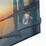 Large abstract wall art depicting an Asian landscape in muted earth tones on acrylic glass, suitable for dining room decor.