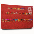 Large abstract wall art depicting a vibrant Asian landscape on acrylic glass, ideal for bedroom or dining room decor.